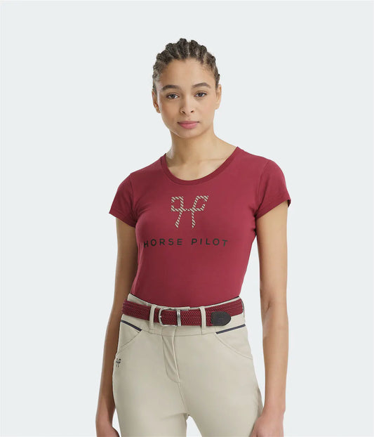 HORSE PILOT - Team Shirt Femme Bordeaux